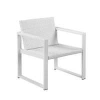 Upholstered Aluminum Cushioned Chair with Rattan, White