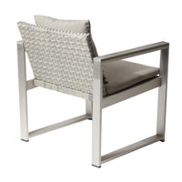 Aluminum Upholstered Cushioned Chair with Rattan, Gray-Taupe