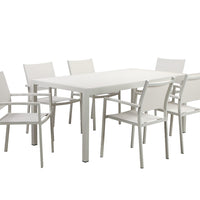 Aluminum 7 piece Modern Outdoor Dining Set In White