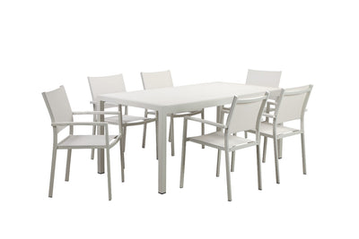 Aluminum 7 piece Modern Outdoor Dining Set In White