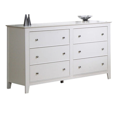 Spacious Dresser With 6 Storage Drawers, White