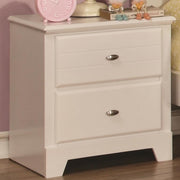 Wooden Nightstand With Two Drawers, White