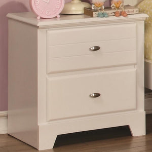 Wooden Nightstand With Two Drawers, White