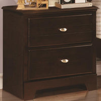Wooden Nightstand With Two Drawer, Cappuccino
