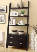 Ladder Bookcase With 4 Storage Drawers And Open Shelves, Cappuccino