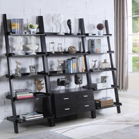 Ladder Bookcase With 4 Storage Drawers And Open Shelves, Cappuccino