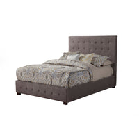 Poplar Wood Tufted Upholstered Queen Size Bed, Gray