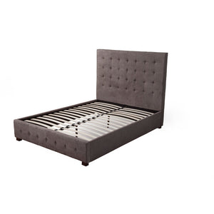Poplar Wood Tufted Upholstered Queen Size Bed, Gray
