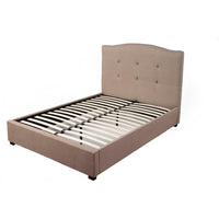 Poplar Wood Tufted Upholstered Full Size Bed, Brown