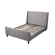 Poplar Wood Queen Size Upholstered Bed in Gray