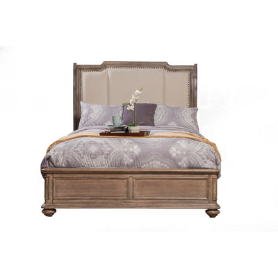 Wooden California King Size Upholstered Sleigh Bed, Brown