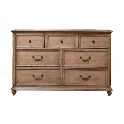 Mahogany Wood 7 Drawer Dresser in French Truffle Brown