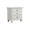 Pine Wood 3 Drawer Nightstand in White