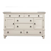 Pine Wood Dresser with 2 Cabinet & 6 Drawer in White