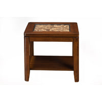 Wooden End Table with Glass Insert Brown