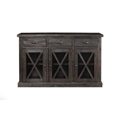Wooden Sideboard with 3 Drawers and Doors, Brown