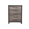 Chest with 5 Drawers In Rubberwood Black And Gray