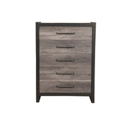 Chest with 5 Drawers In Rubberwood Black And Gray