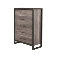 Chest with 5 Drawers In Rubberwood Black And Gray
