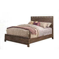 California King Size Panel Bed In Mahogany Wood,  Brown