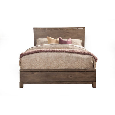California King Size Panel Bed In Mahogany Wood,  Brown