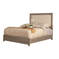 California King Size Panel Bed With Upholstered Headboard, Brown