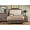 California King Size Panel Bed With Upholstered Headboard, Brown