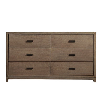 Wooden Dresser with 6 Drawers, Brown