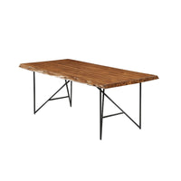 Acacia Wood Dining Table With Metal Legs Brown And Black