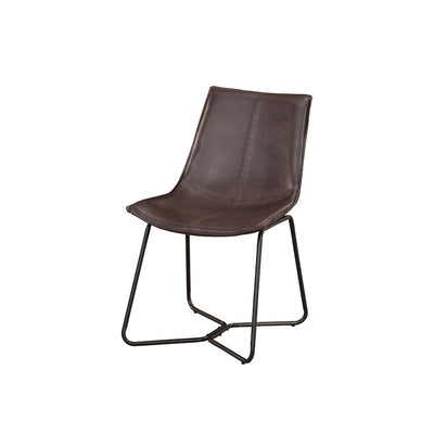 Bonded Leather Side Chairs With Metal Legs Set Of 2 Dark Brown