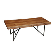 Acacia Wood Coffee-Cocktail Table With Metal Legs, Brown