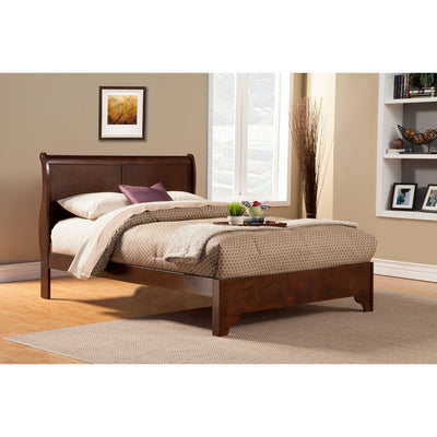 California King Low Footboard Sleigh Bed In Rubberwood, Brown