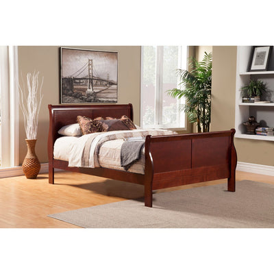 Rubberwood Queen Size Sleigh Bed In Brown