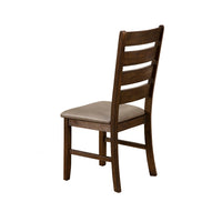 Wooden Side Chairs With Laddder Back Design Set Of 2 Brown