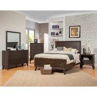 Rubberwood Queen Panel Bed In Brown