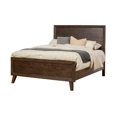 Rubberwood Queen Panel Bed In Brown