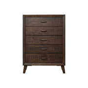 5 Drawer Rubberwood Chest In Traditional Style Brown