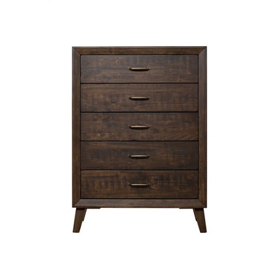 5 Drawer Rubberwood Chest In Traditional Style Brown