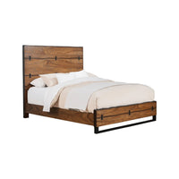 Mahogany Wood Queen Panel Bed With Headboard Brown