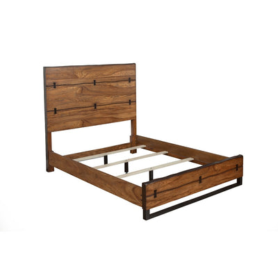 Mahogany Wood Queen Panel Bed With Headboard Brown
