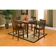 5 Piece Pub Set In Rubberwood With Faux Marble Top, Brown