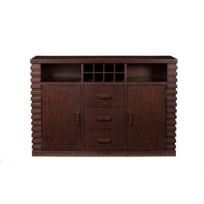 Wooden Sideboard With 3 Drawers And 2 Door Cabinets Brown
