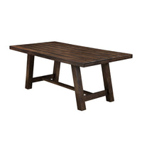 Rectangular Rubberwood Dining Table With Slanted Legs Brown