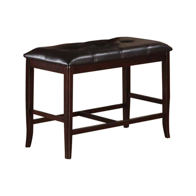 Rubber Wood High Bench with Tufted Upholstery Brown