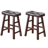 Rubber Wood Counter Stool With Tufted Seat Set Of 2 Brown