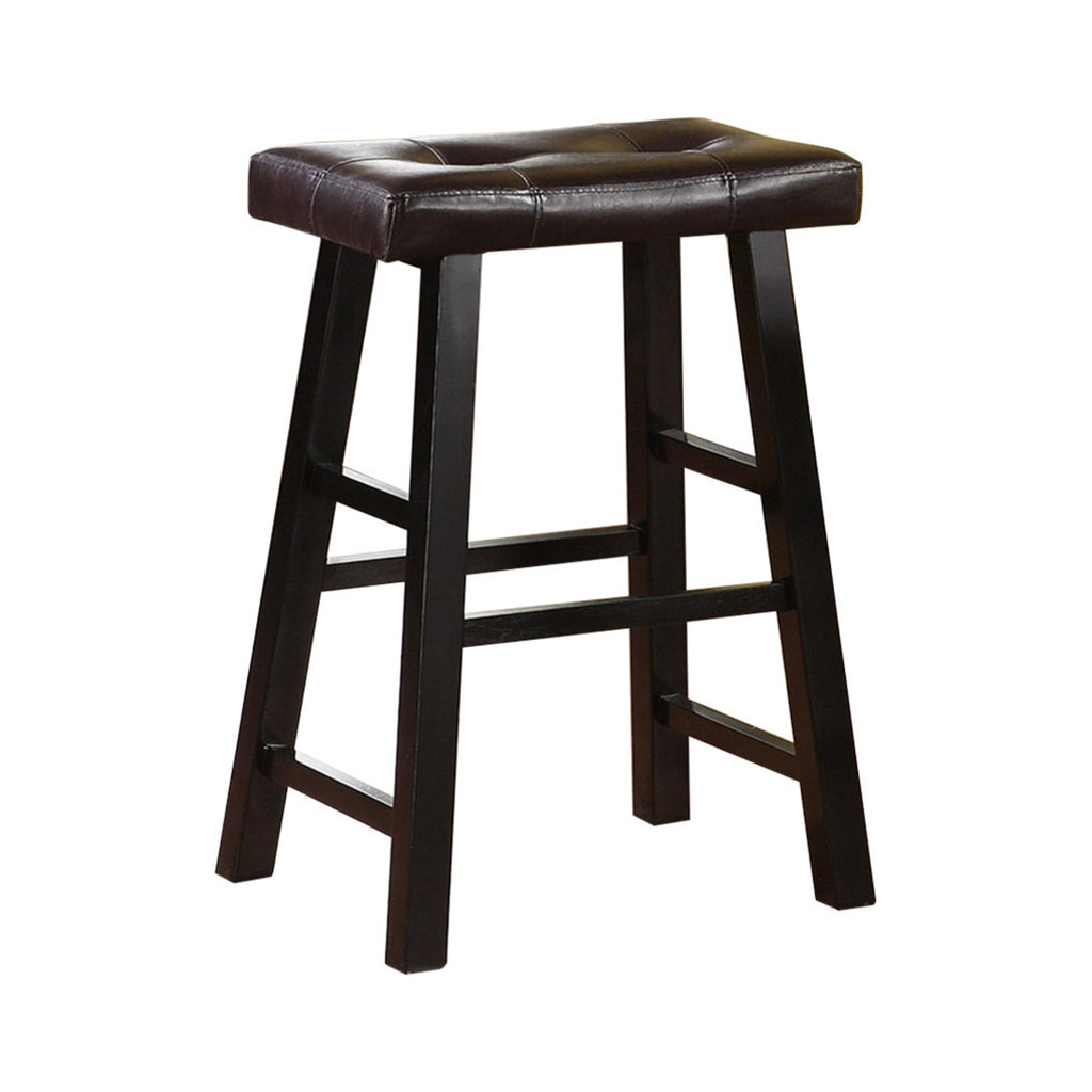 Rubber Wood Bar Stool With Rectangular Seat Set Of 2 Black