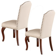 Rubber Wood Faux Leather Dining Chair, White (Set of 2)