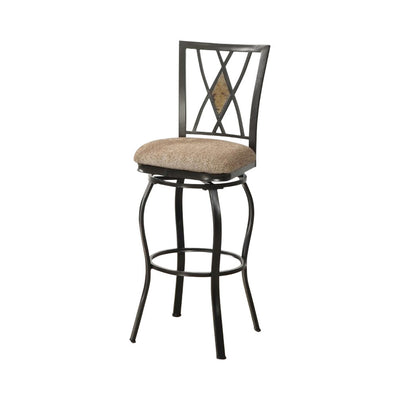 Metal Faux Suede Fabric Swivel Barstool, Black (Set of 2)