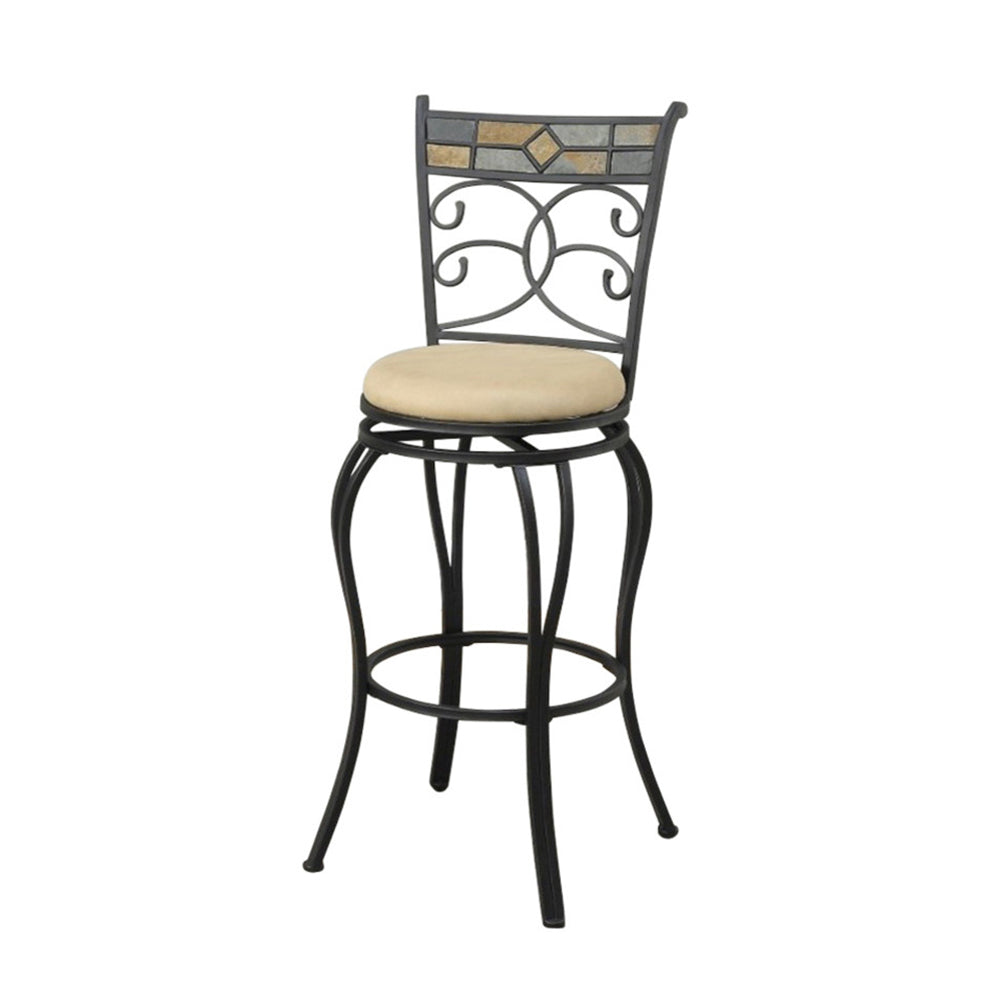 29 Inch Metal Swivel Barstool With Footrest Black Set Of 2