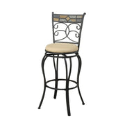 29 Inch Metal Swivel Barstool With Footrest Black Set Of 2